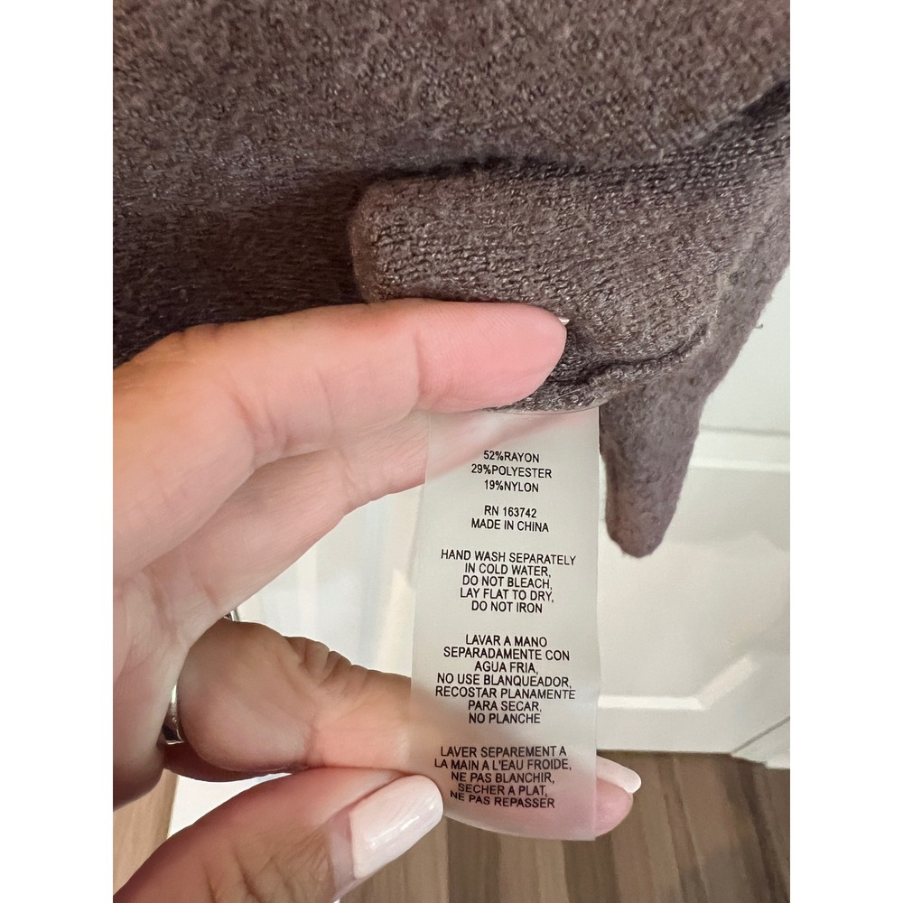 Sioni Anthropologie Women's Large Brown Zip Up Sweater Jacket Cardigan - Picture 7 of 7